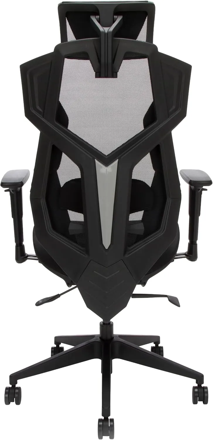 RESPAWN FLEXX Mesh Gaming Chair With Lumbar Support, Ergonomic Gaming Chair with Recline/Tilt Tension Controls, Adjustable Arms, 300lb Max Weight With Wheels for Computer/Desk/Office - Grey