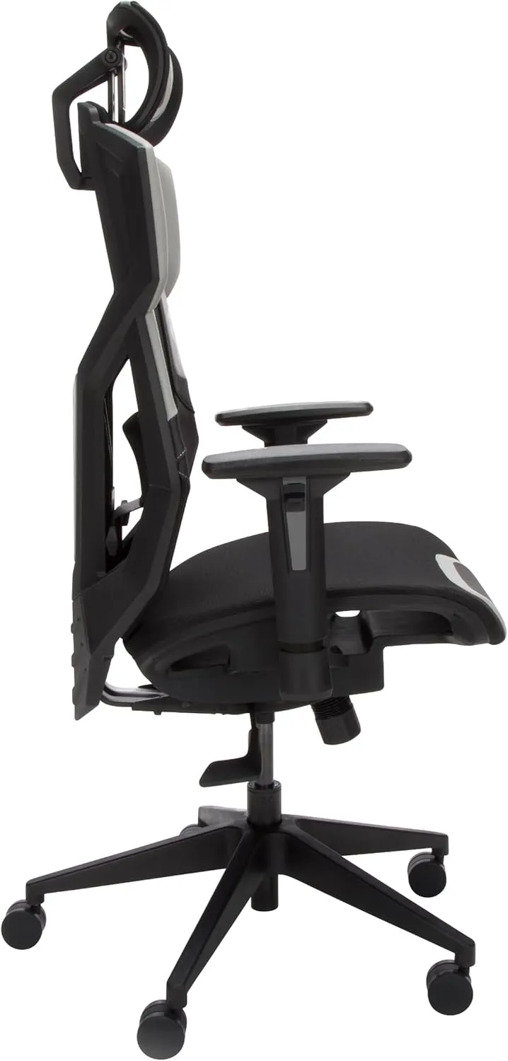 RESPAWN FLEXX Mesh Gaming Chair With Lumbar Support, Ergonomic Gaming Chair with Recline/Tilt Tension Controls, Adjustable Arms, 300lb Max Weight With Wheels for Computer/Desk/Office - Grey