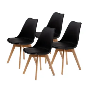 Retro Dining Cafe Chair Padded Seat Set of 4 - Blue