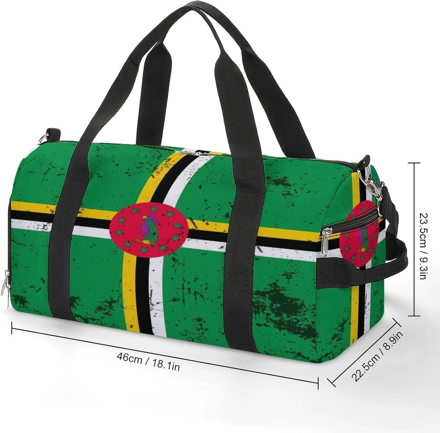 Retro Dominica Flag Gym Bag-Workout Organizer with Water Resistant Compartments for Gym Lovers