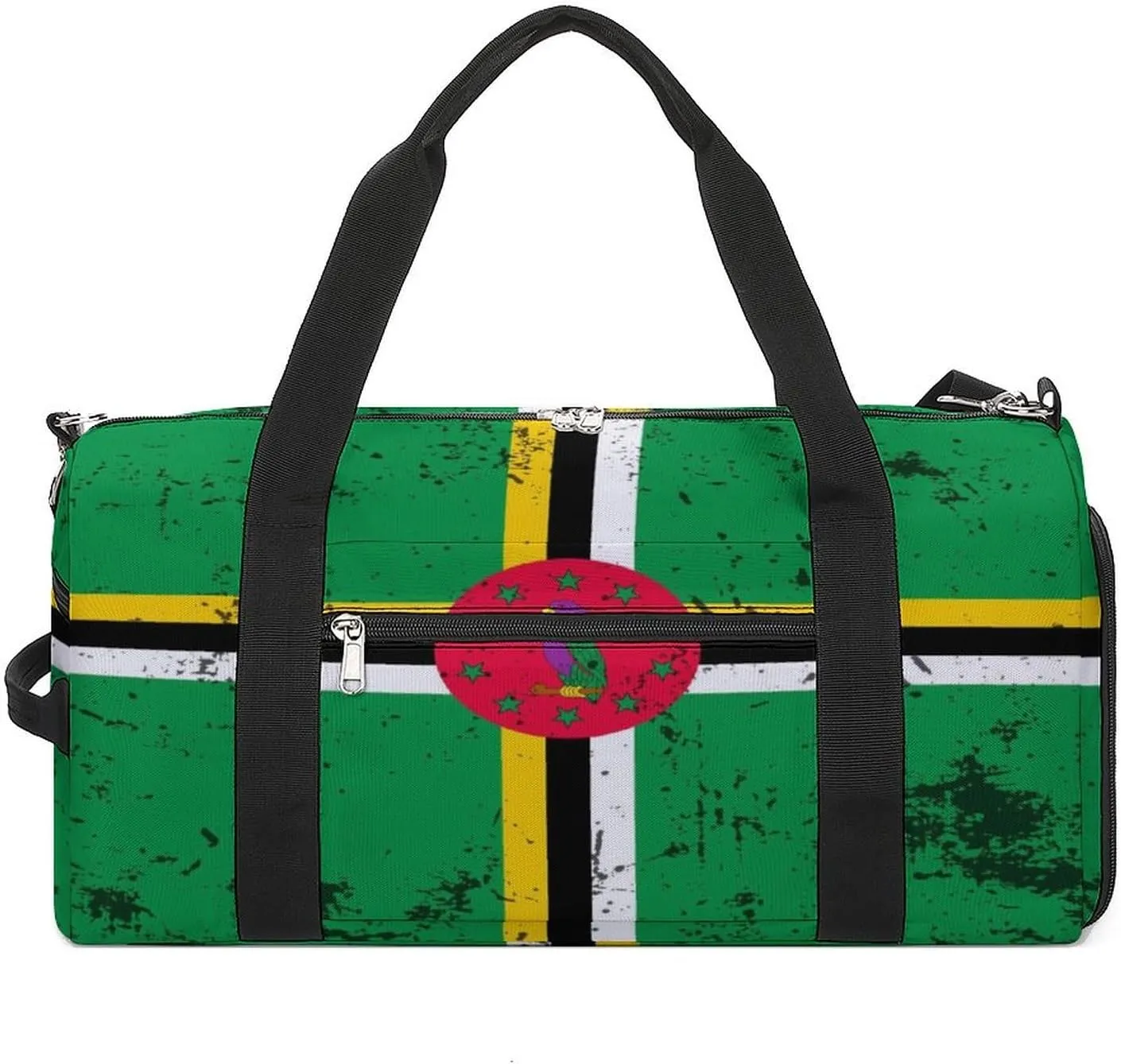 Retro Dominica Flag Gym Bag-Workout Organizer with Water Resistant Compartments for Gym Lovers