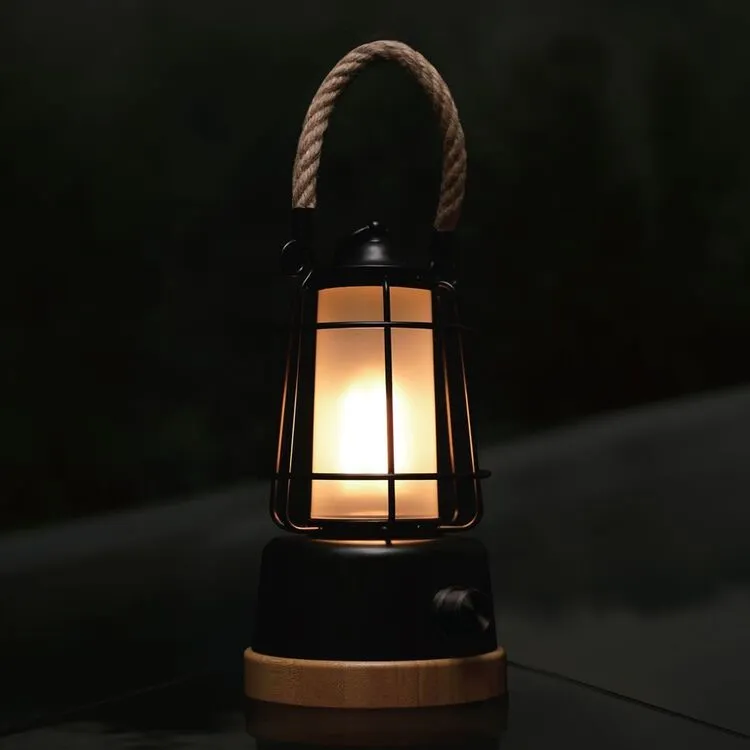 Retro Hemp Rope 800 Lumen Recharge Bamboo Lantern