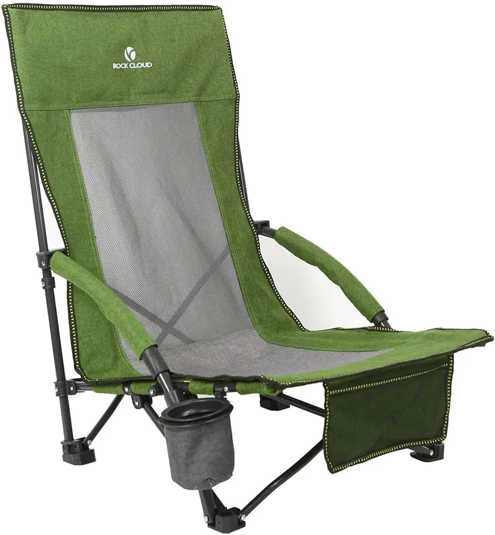 ROCK CLOUD Portable Folding Beach Chair Low Camping Chairs for Camp Lawn Hiking Sports Hunting