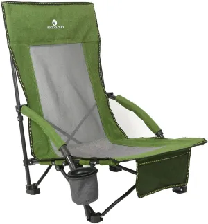 ROCK CLOUD Portable Folding Beach Chair Low Camping Chairs for Camp Lawn Hiking Sports Hunting