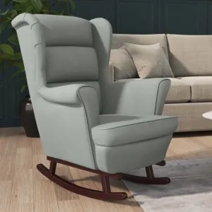 Rocking Chair with Solid Wood Rubber Legs Light Gray Velvet