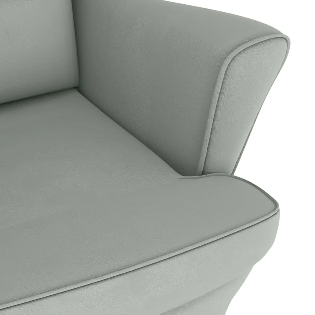 Rocking Chair with Solid Wood Rubber Legs Light Gray Velvet