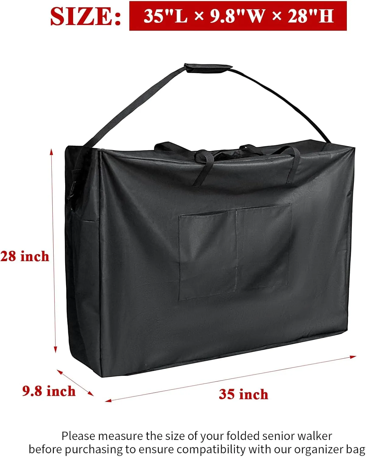 Rollator Bag,Wheelchair Bag for Seniors and Stroller,Travel Walker Bags for Folding Walker,Folding Rollator Accessories (35''Lx9.8''Wx28''H)