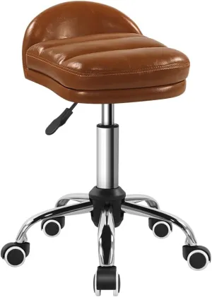 Rolling Stool Chair with Wheel Perfect for Home Work SPA Massage Height-Adjustable and Cost-Effective Swivel Stool with Low Back (Brown)