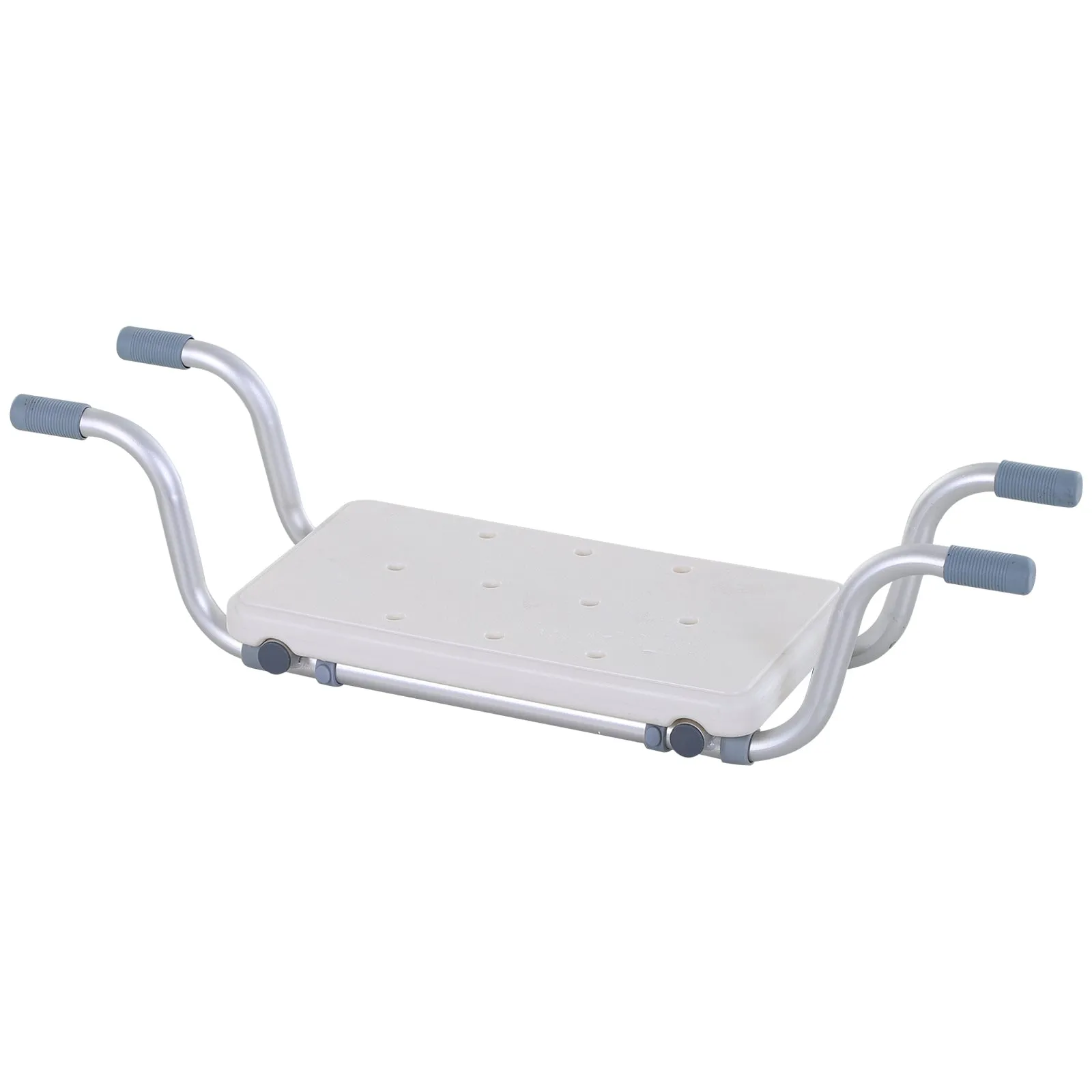Rootz Bath Chair - Shower Stool - Adjustable Hanging Seat - Easy Entry/Exit - 73-83L x 22W x 18H cm Aluminum HDPE White