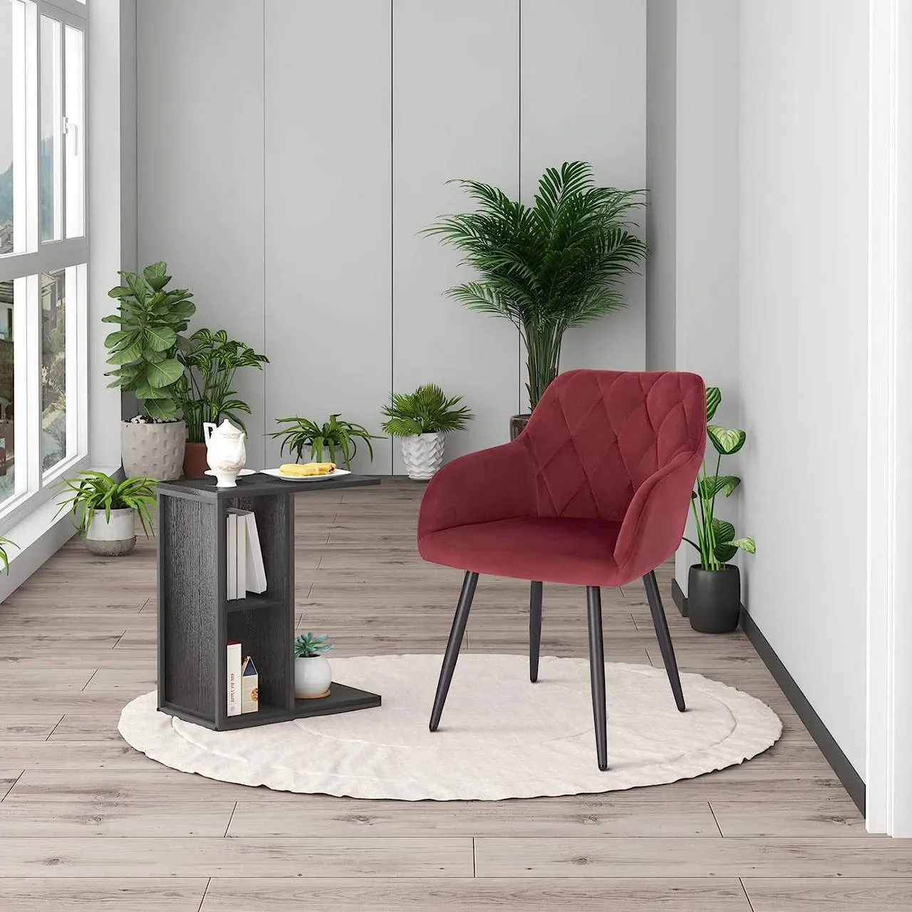 Rootz Dining Chair Set - Modern Seat - Armchair - Ergonomic Design - Velvet Fabric - 44cm x 42.5cm x 46.5cm - Load Capacity 120kg