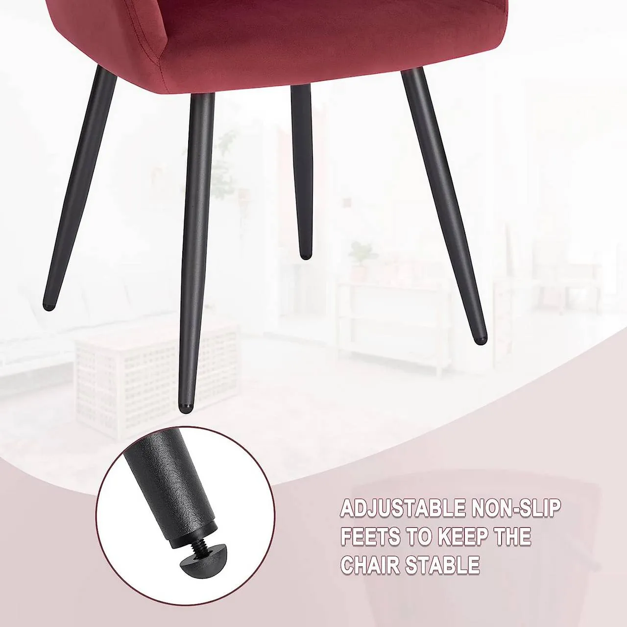 Rootz Dining Chair Set - Modern Seat - Armchair - Ergonomic Design - Velvet Fabric - 44cm x 42.5cm x 46.5cm - Load Capacity 120kg