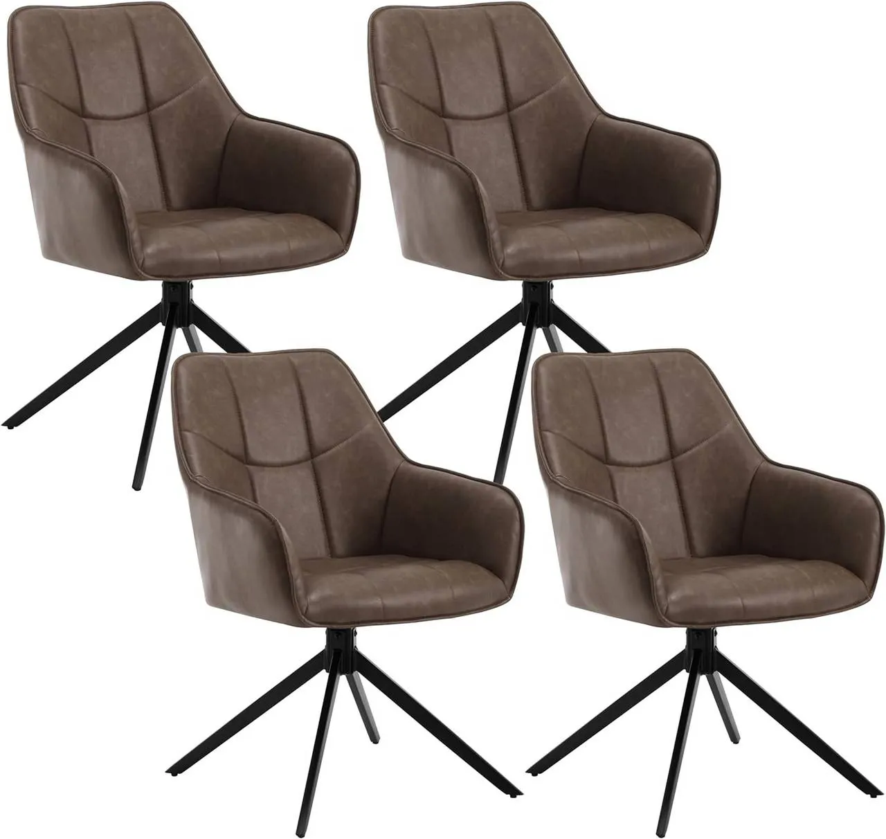 Rootz Dining Chair - Swivel Chair - Padded Seats - Vintage Faux Leather - 58cm x 86cm x 63.5cm