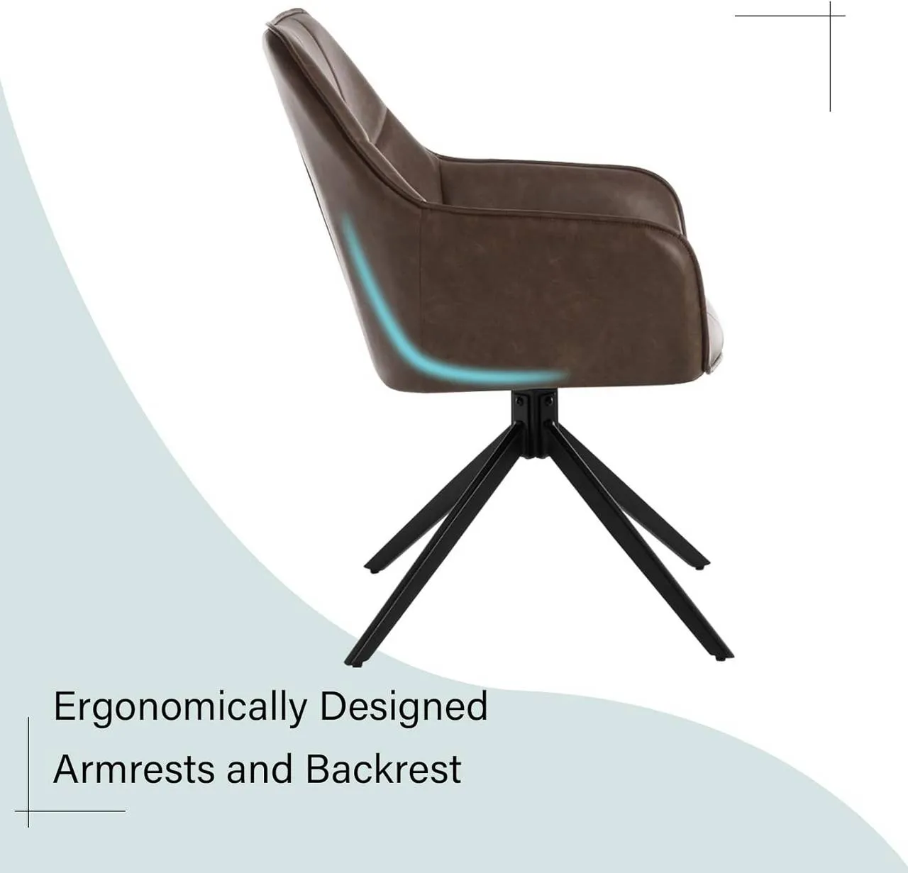 Rootz Dining Chair - Swivel Chair - Padded Seats - Vintage Faux Leather - 58cm x 86cm x 63.5cm