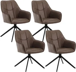 Rootz Dining Chair - Swivel Chair - Padded Seats - Vintage Faux Leather - 58cm x 86cm x 63.5cm