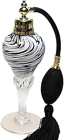 Rosariya Refillable Empty Art Perfume Cologne Black White crystal glass Bottle with Black Bulb Atomizer Sprayer