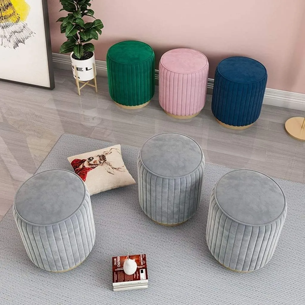 Round Foot Stool for Christmas Large Storage Ottoman Seat Bean Bag Floor Chair Foot Rest Simple Round Sofa，Practicalniture/Royal Blue