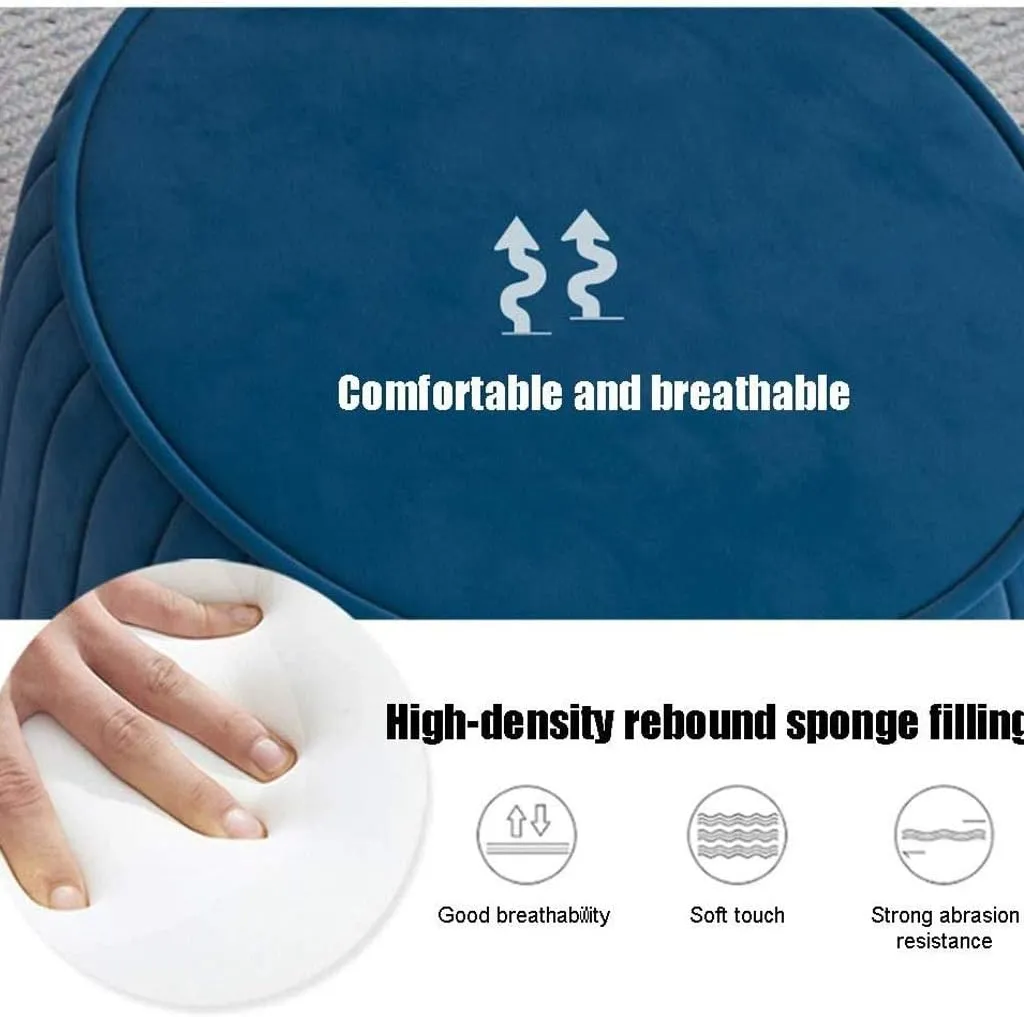 Round Foot Stool for Christmas Large Storage Ottoman Seat Bean Bag Floor Chair Foot Rest Simple Round Sofa，Practicalniture/Royal Blue