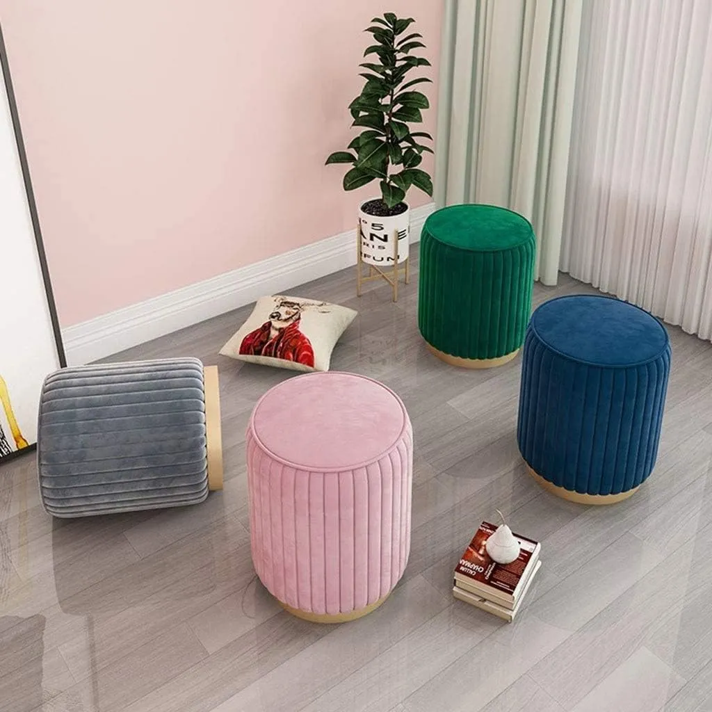 Round Foot Stool for Christmas Large Storage Ottoman Seat Bean Bag Floor Chair Foot Rest Simple Round Sofa，Practicalniture/Royal Blue
