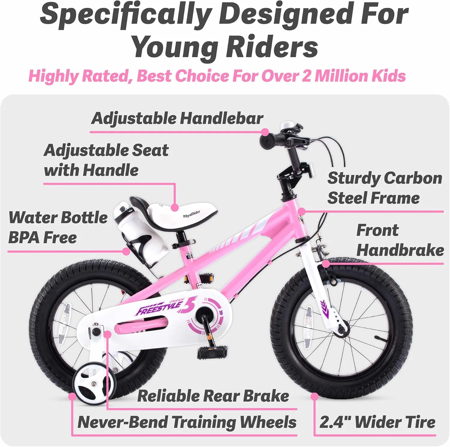 RoyalBaby Kids Bike EZ Balance to Pedal Dual Handbrake Toddlers Boys Girls Bicycle 12-20 Inch for Age 3-10 Years