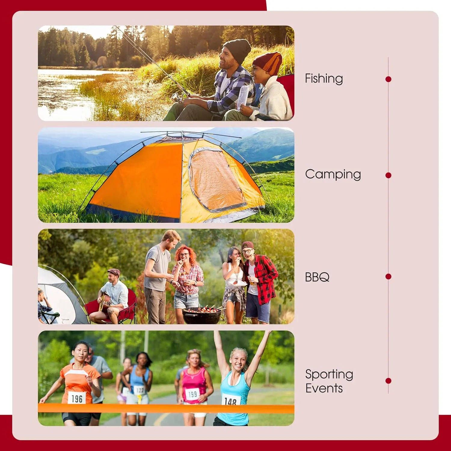 S AFSTAR 2 Packs Oversized Camping Chair, Cushion Padded Moon Round Saucer Chair w/Cup Holder & Carry Bag, Portable Camp Chair, Outdoor Folding Chair for Patio Beach Picnic, No Assembly Required (Red)