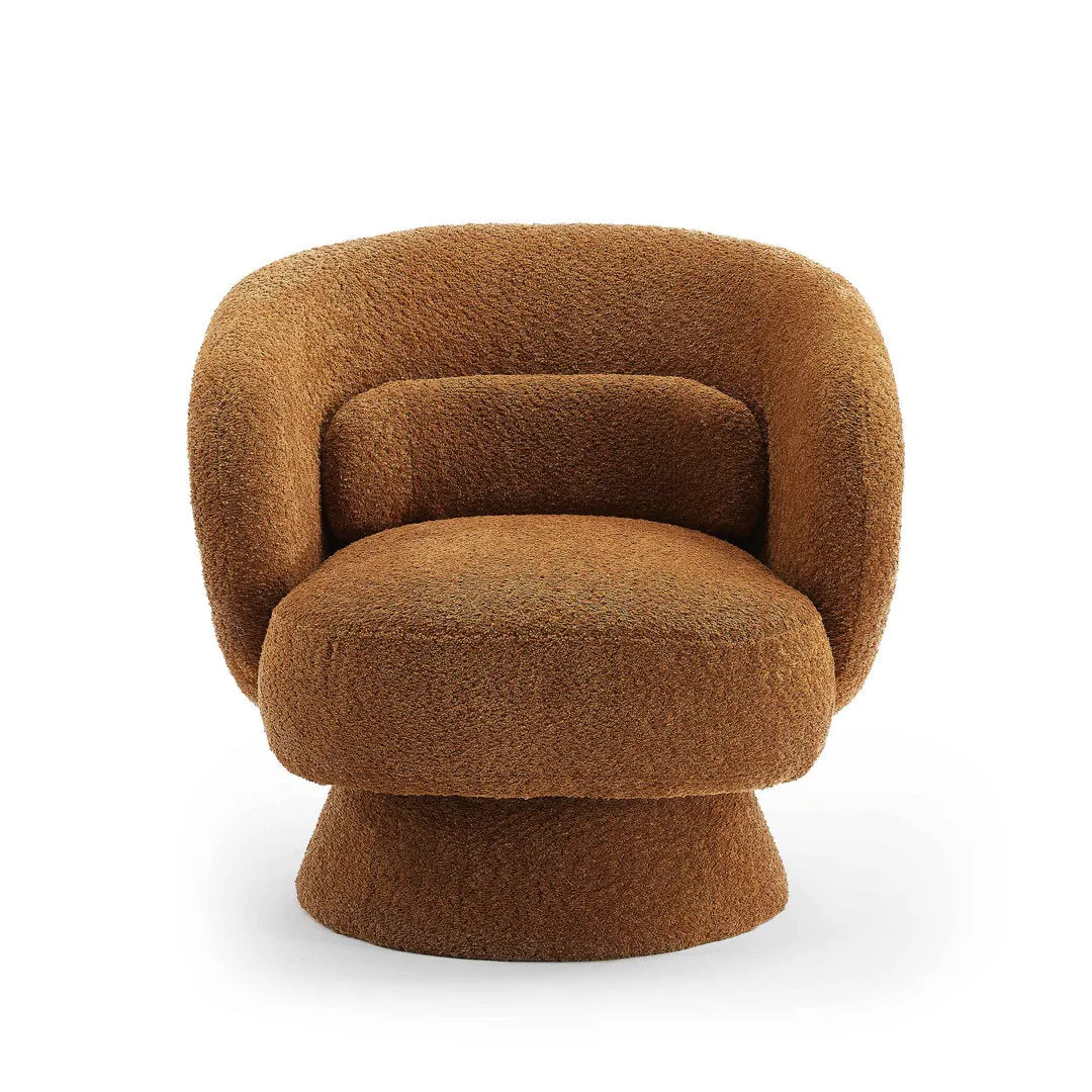 Saboor MINIMORE Modern Style Swivel Accent Chair Orren Ellis Fabric: Dark Rust Boucle