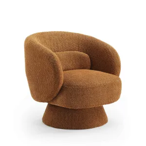 Saboor MINIMORE Modern Style Swivel Accent Chair Orren Ellis Fabric: Dark Rust Boucle