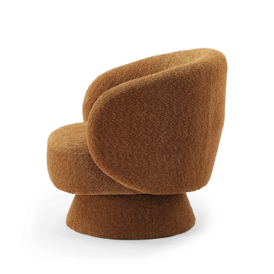 Saboor MINIMORE Modern Style Swivel Accent Chair Orren Ellis Fabric: Dark Rust Boucle