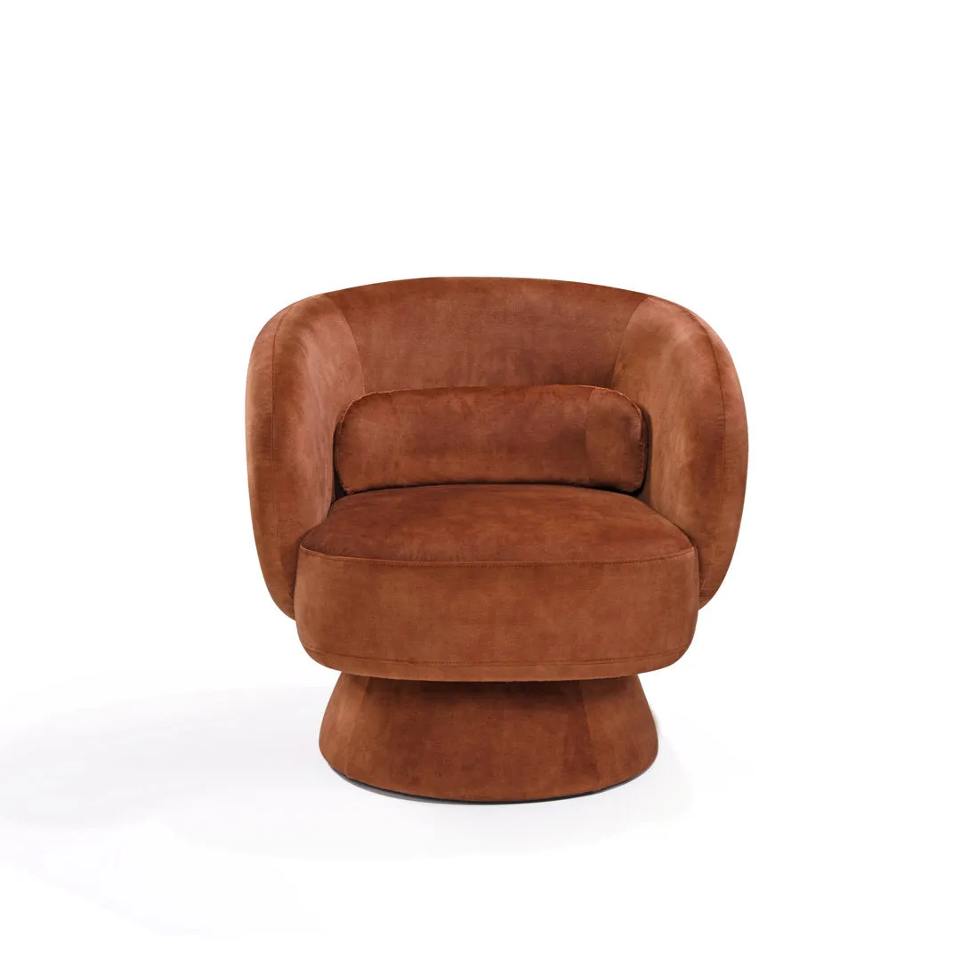 Saboor MINIMORE Modern Style Swivel Accent Chair Orren Ellis Fabric: Dark Rust Boucle