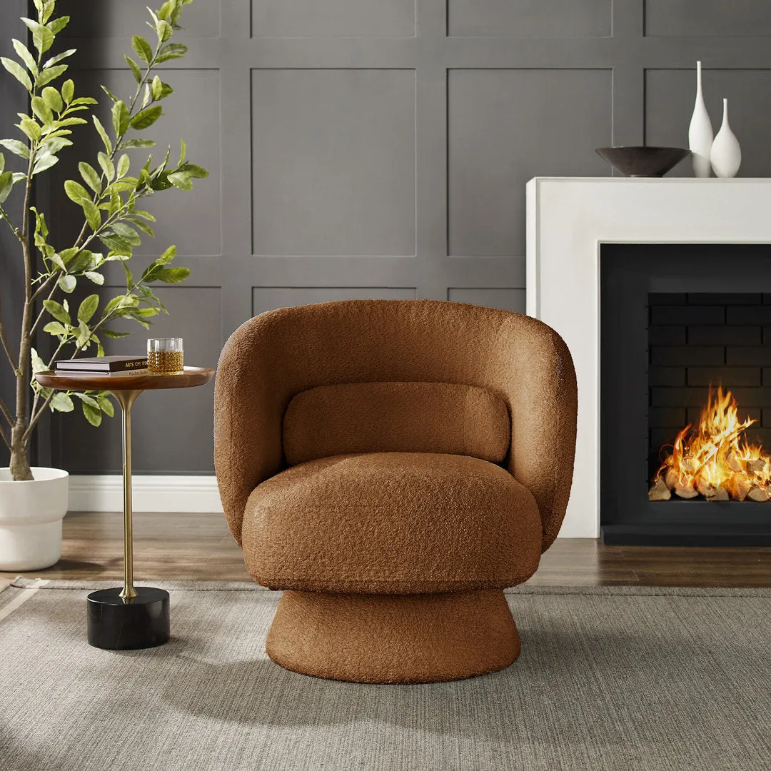 Saboor MINIMORE Modern Style Swivel Accent Chair Orren Ellis Fabric: Dark Rust Boucle