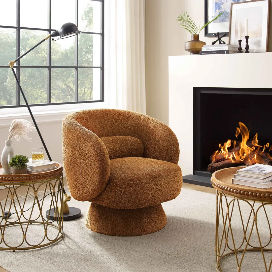 Saboor MINIMORE Modern Style Swivel Accent Chair Orren Ellis Fabric: Dark Rust Boucle