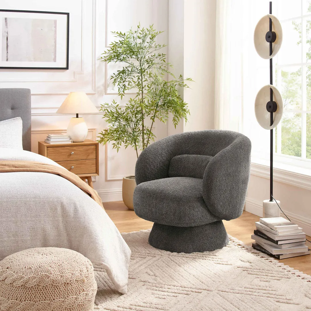 Saboor MINIMORE Modern Style Swivel Accent Chair Orren Ellis Fabric: Gray Boucle