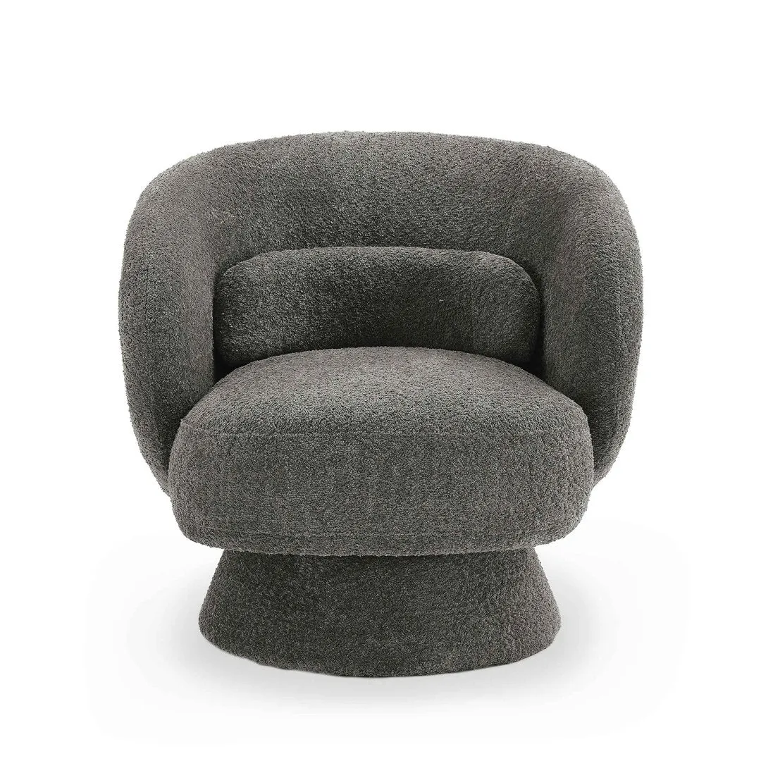 Saboor MINIMORE Modern Style Swivel Accent Chair Orren Ellis Fabric: Gray Boucle