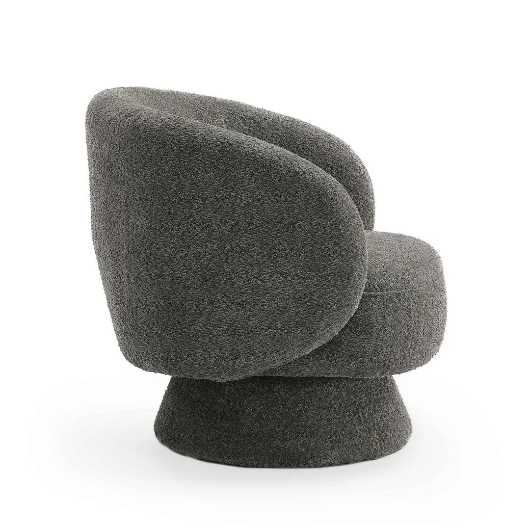 Saboor MINIMORE Modern Style Swivel Accent Chair Orren Ellis Fabric: Gray Boucle