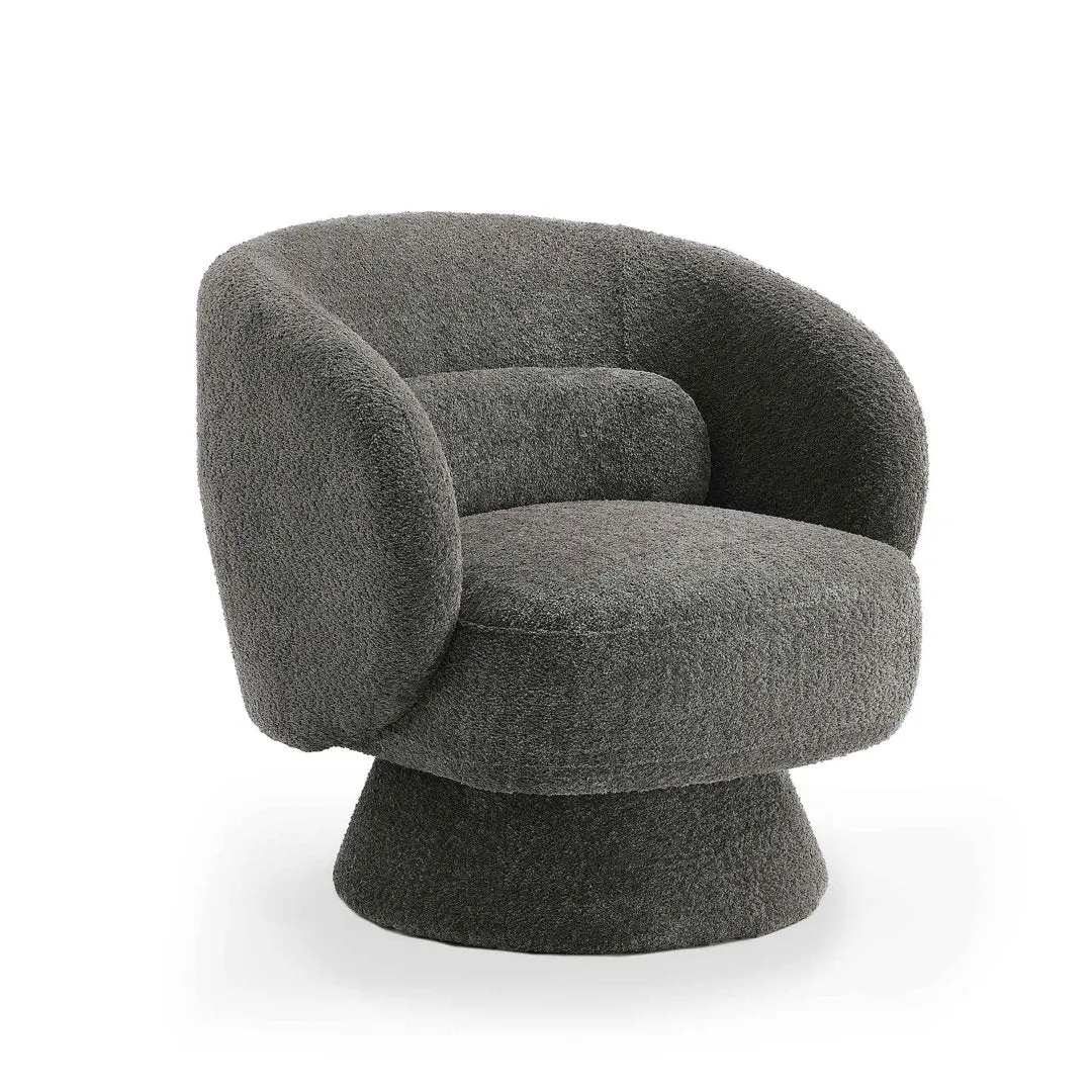 Saboor MINIMORE Modern Style Swivel Accent Chair Orren Ellis Fabric: Gray Boucle