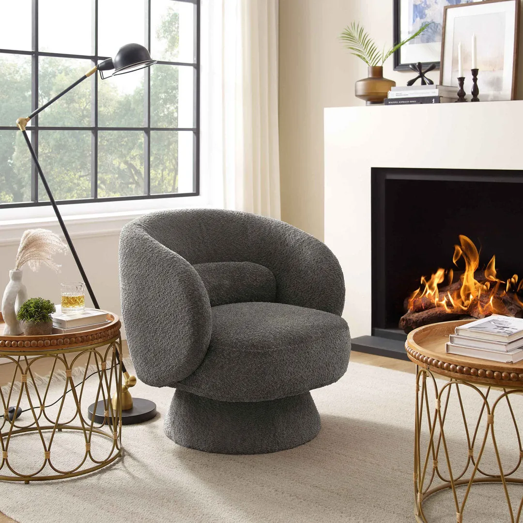 Saboor MINIMORE Modern Style Swivel Accent Chair Orren Ellis Fabric: Gray Boucle