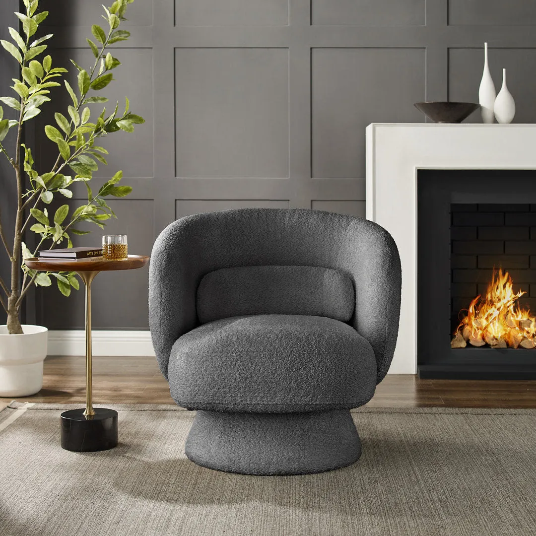 Saboor MINIMORE Modern Style Swivel Accent Chair Orren Ellis Fabric: Gray Boucle