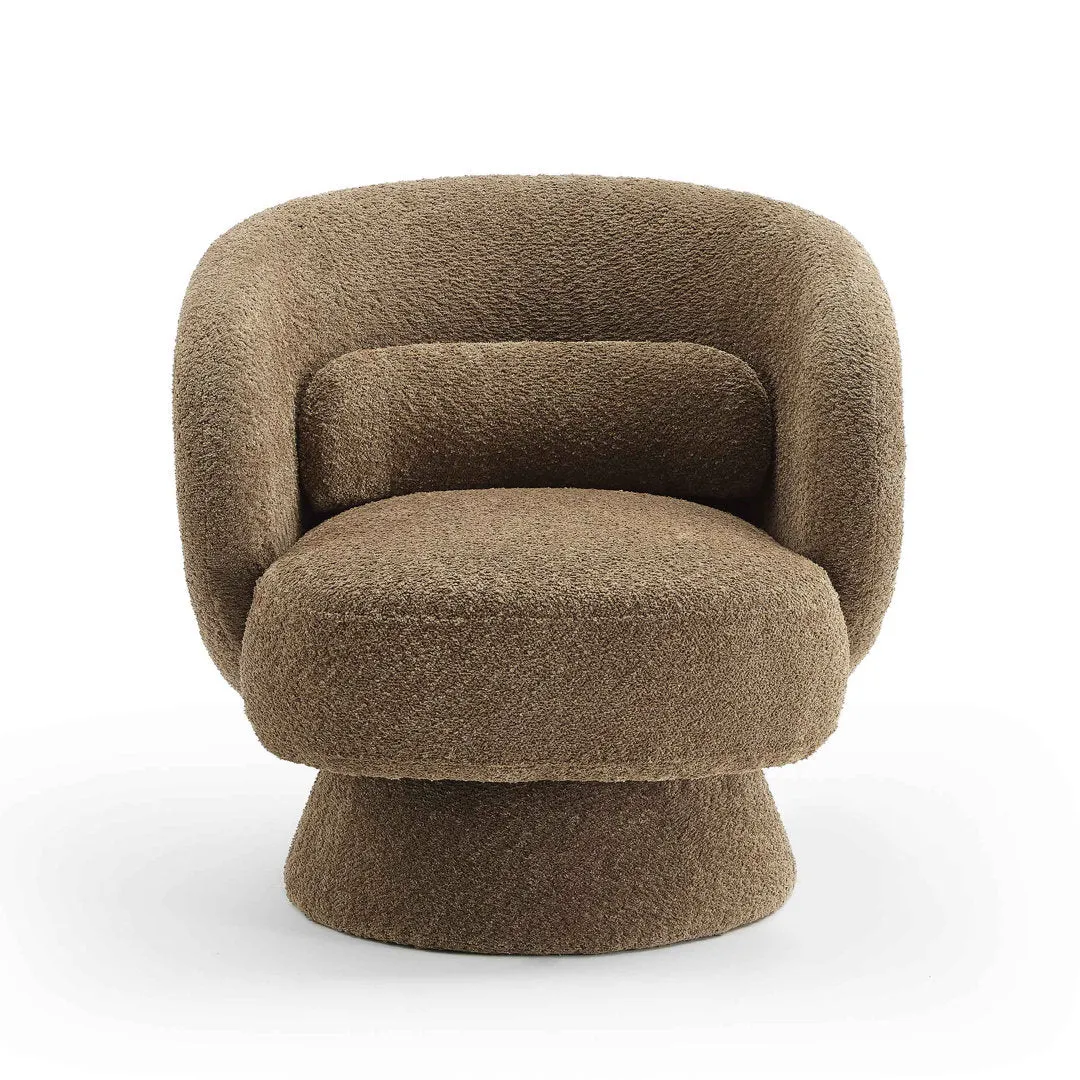 Saboor MINIMORE Modern Style Swivel Accent Chair Orren Ellis Fabric: Nut Brown Boucle