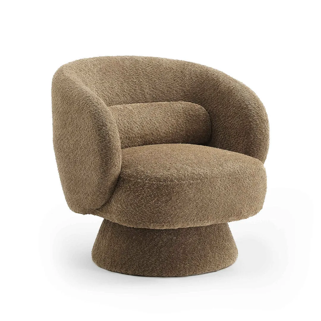 Saboor MINIMORE Modern Style Swivel Accent Chair Orren Ellis Fabric: Nut Brown Boucle