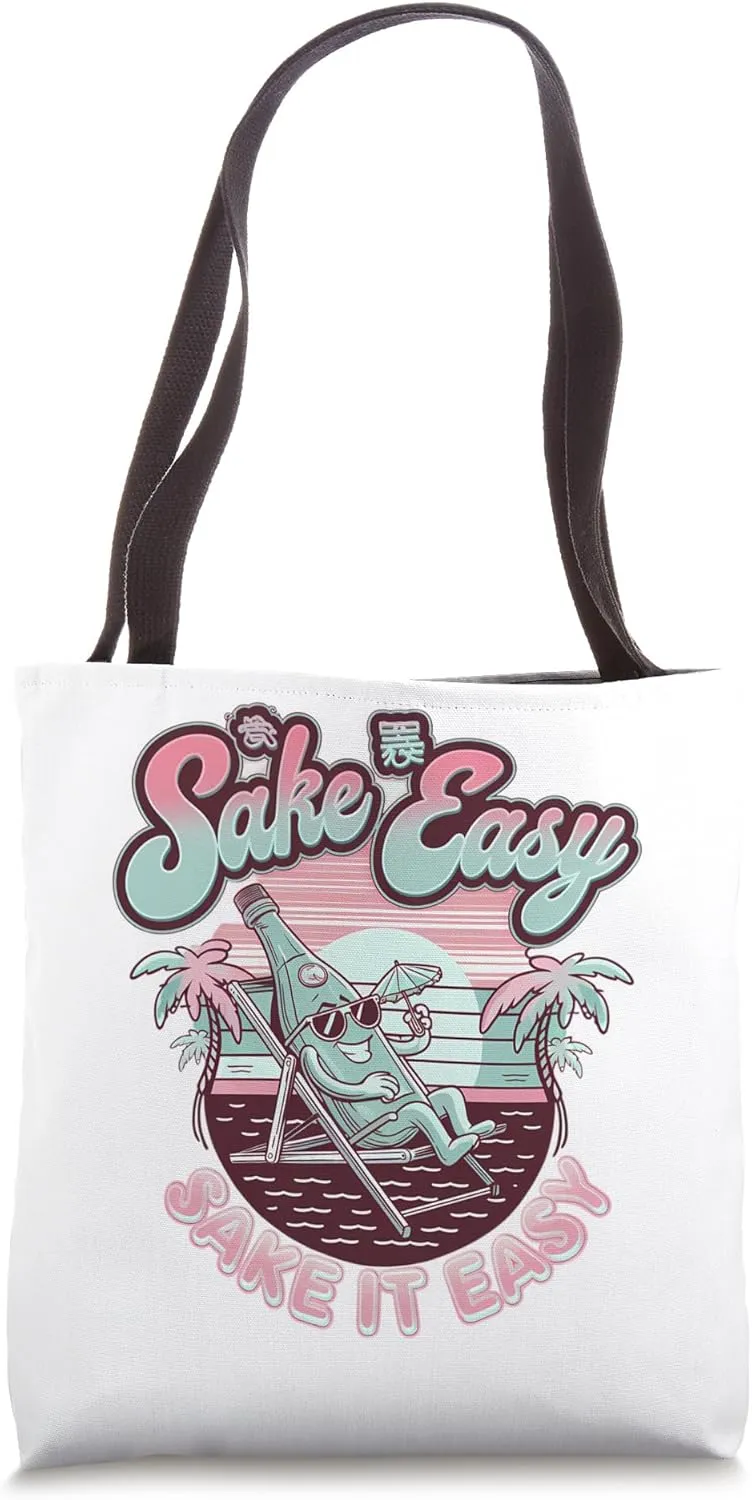 Sake It Easy Funny Japanese Vaporwave Anime Tote Bag