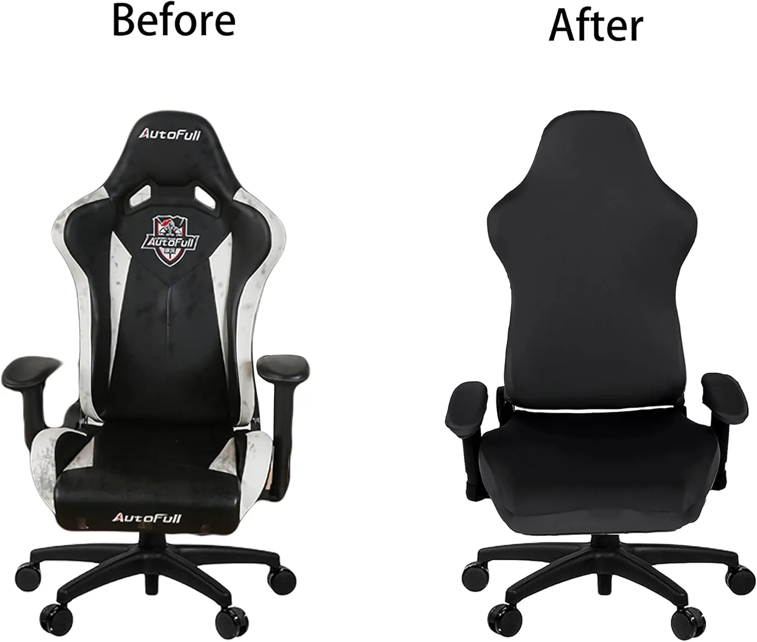 SARAFLORA Gaming Chair Covers Stretch Washable Slipcovers for Armchair, Swivel, Computer Boss Chair (Black, X-Large)