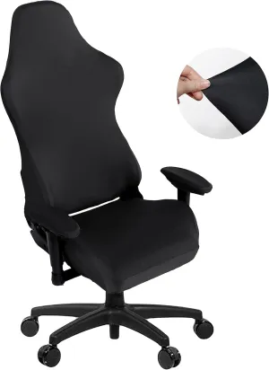 SARAFLORA Gaming Chair Covers Stretch Washable Slipcovers for Armchair, Swivel, Computer Boss Chair (Black, X-Large)