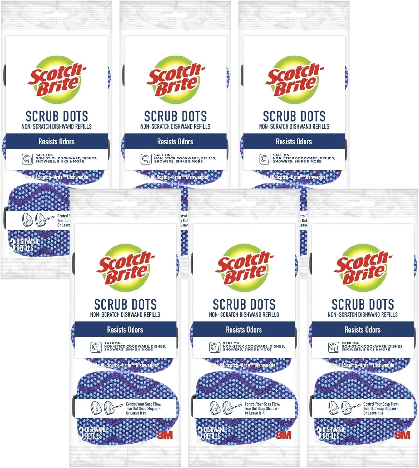 Scotch-Brite Scrub Dots Non-Scratch Dishwand Refills, 18-Count Sponge Heads (Fits All Scotch-Brite Dishwands)
