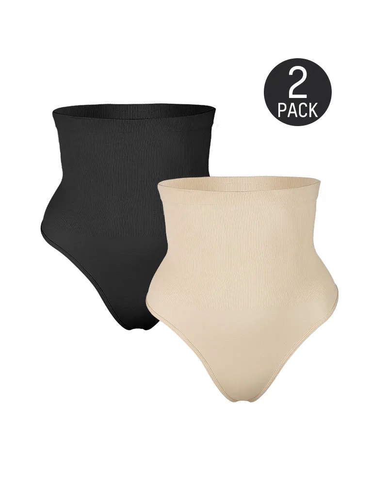 Sculpting High Waist Tummy Control Thong - Set of 2