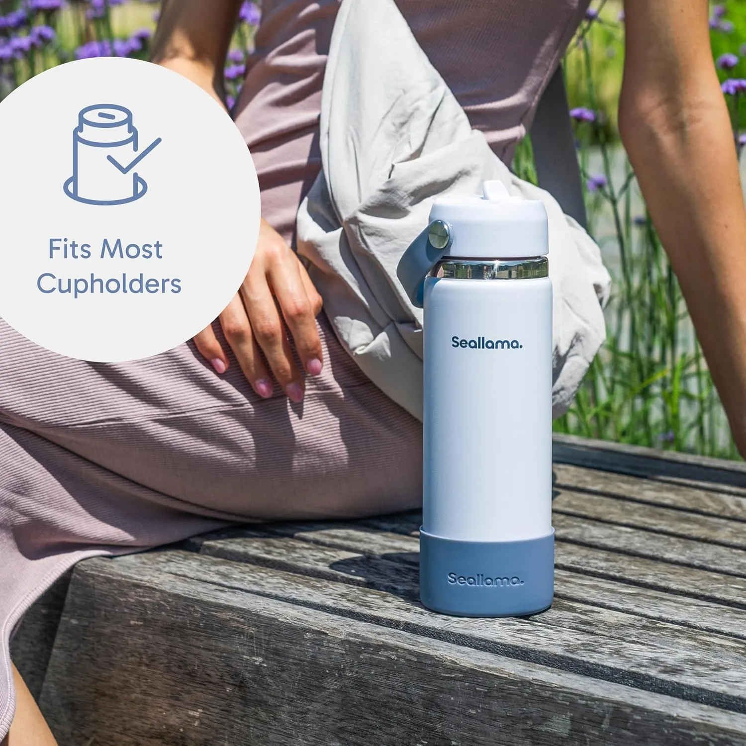 Seallama. Stainless Steel Wide Mouth Water Bottle - 2 Lids (Flex Straw Lid) and Double-Wall Vacuum Insulation - Leak Proof, BPA-Free, for Travel, Sports, School, and Car (Coastal Blue, 21 oz)
