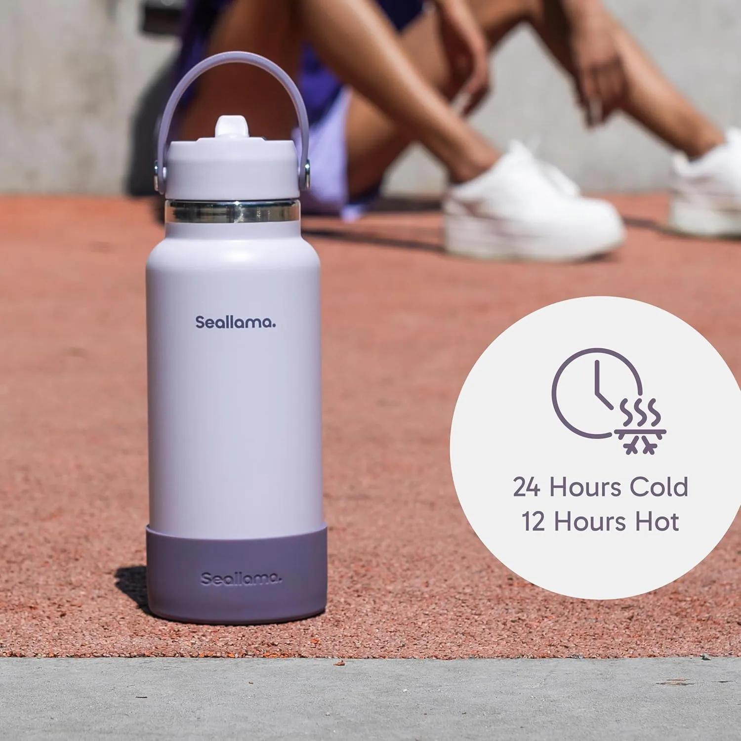 Seallama. Stainless Steel Wide Mouth Water Bottle - 2 Lids (Flex Straw Lid) and Double-Wall Vacuum Insulation - Leak Proof, BPA-Free, for Travel, Sports, School, and Car (Dusty Lavender, 40 oz)