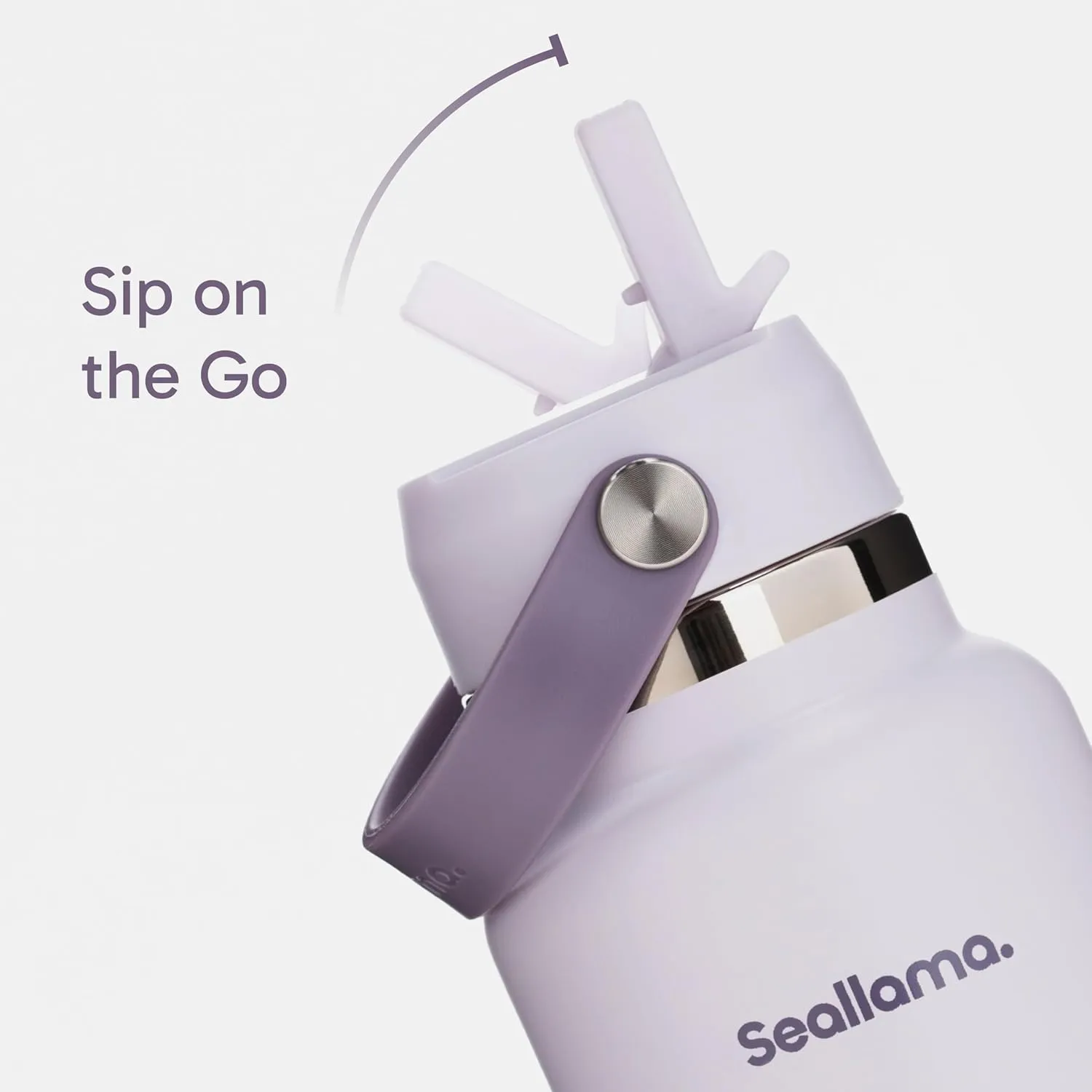 Seallama. Stainless Steel Wide Mouth Water Bottle - 2 Lids (Flex Straw Lid) and Double-Wall Vacuum Insulation - Leak Proof, BPA-Free, for Travel, Sports, School, and Car (Dusty Lavender, 40 oz)