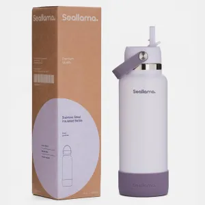 Seallama. Stainless Steel Wide Mouth Water Bottle - 2 Lids (Flex Straw Lid) and Double-Wall Vacuum Insulation - Leak Proof, BPA-Free, for Travel, Sports, School, and Car (Dusty Lavender, 40 oz)