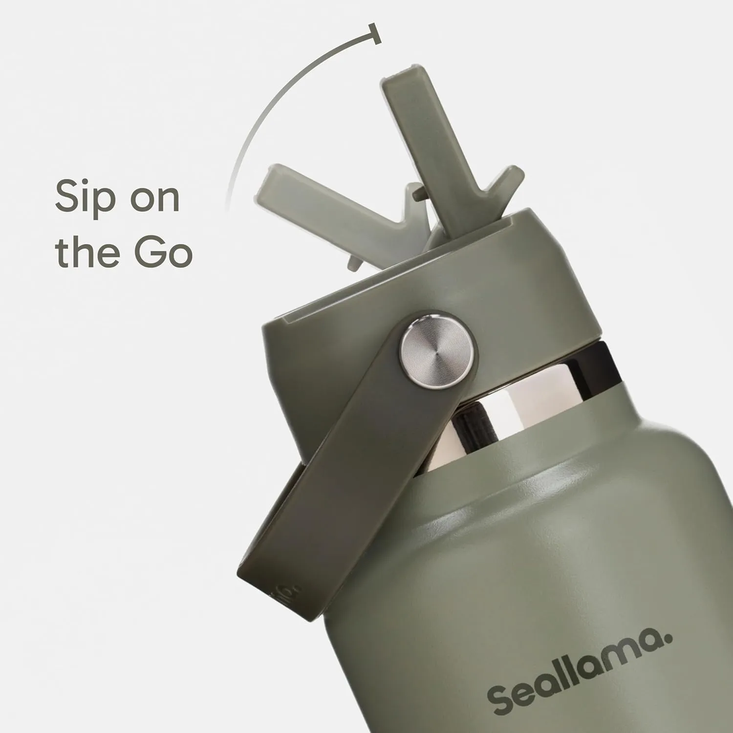 Seallama. Stainless Steel Wide Mouth Water Bottle - 2 Lids (Flex Straw Lid) and Double-Wall Vacuum Insulation - Leak Proof, BPA-Free, for Travel, Sports, School, and Car (Forest Green, 40 oz)