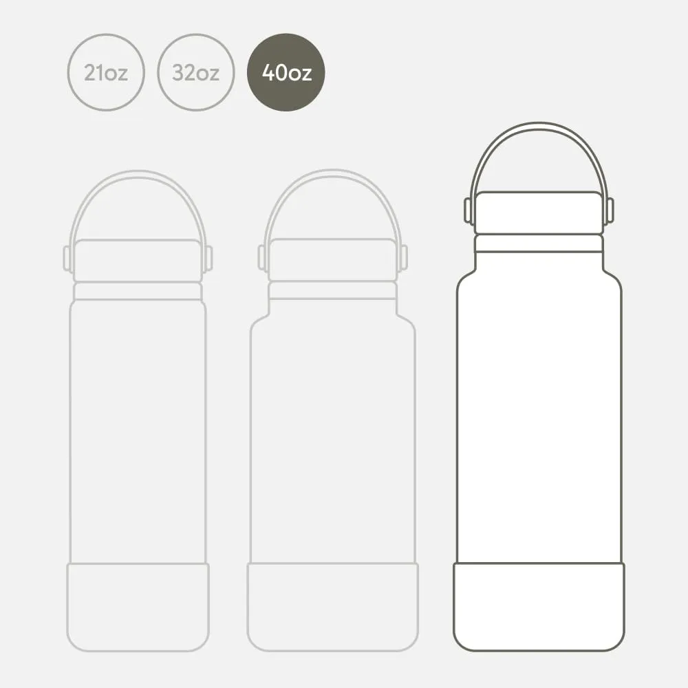 Seallama. Stainless Steel Wide Mouth Water Bottle - 2 Lids (Flex Straw Lid) and Double-Wall Vacuum Insulation - Leak Proof, BPA-Free, for Travel, Sports, School, and Car (Forest Green, 40 oz)