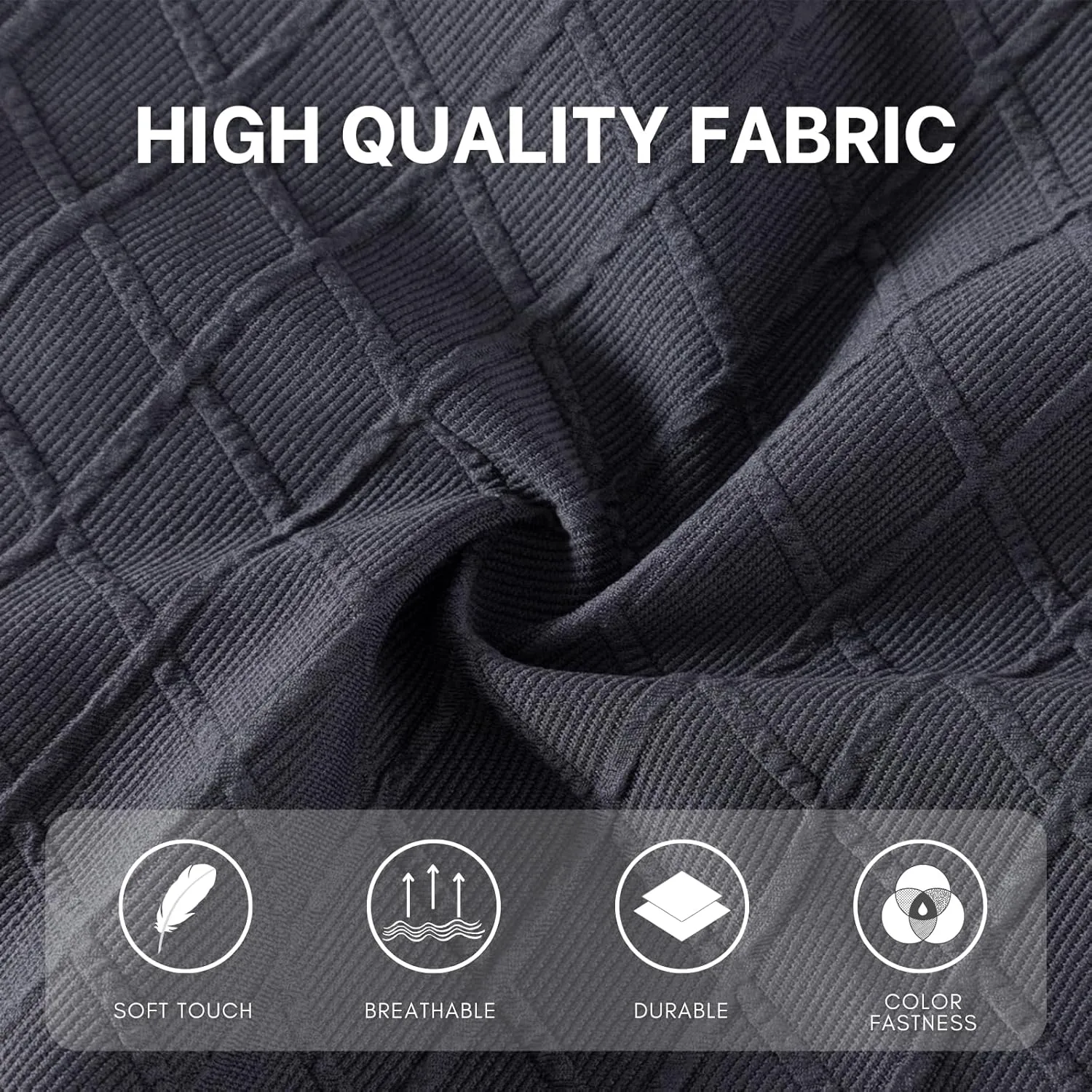 SearchI Waterproof Dining Chair Seat Covers Set of 6, Washable Stretch Seat Covers for Dining Chairs, Rear-Covered Dining Room Seat Cover Protector(Check Deep Grey)